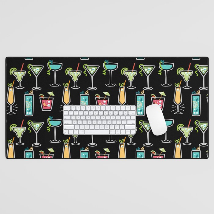 Drink Pattern. Cocktail background. Cute Beverages Desk Mat