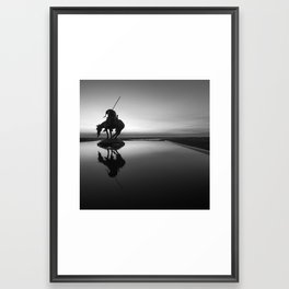 End Of The Trail Native American Silhouette - Monochrome Square Format Framed Art Print