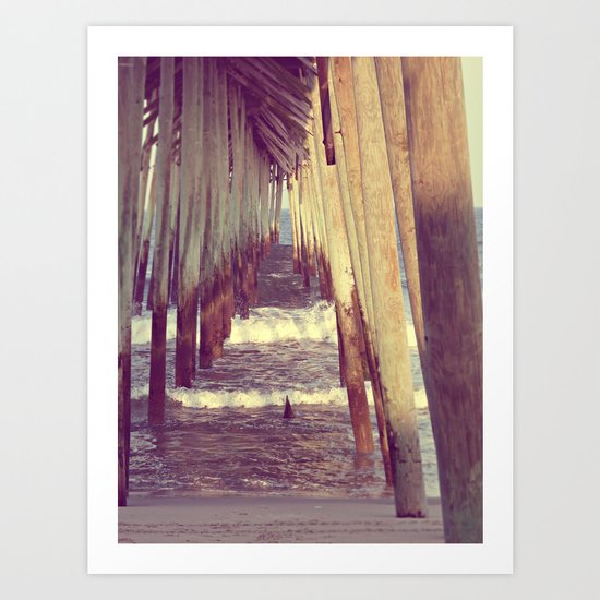 Carolina Beach Pier at Low Tide Art Print