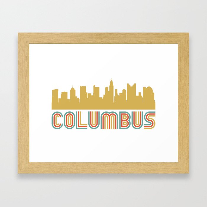 Vintage Style Columbus Ohio Skyline Framed Art Print