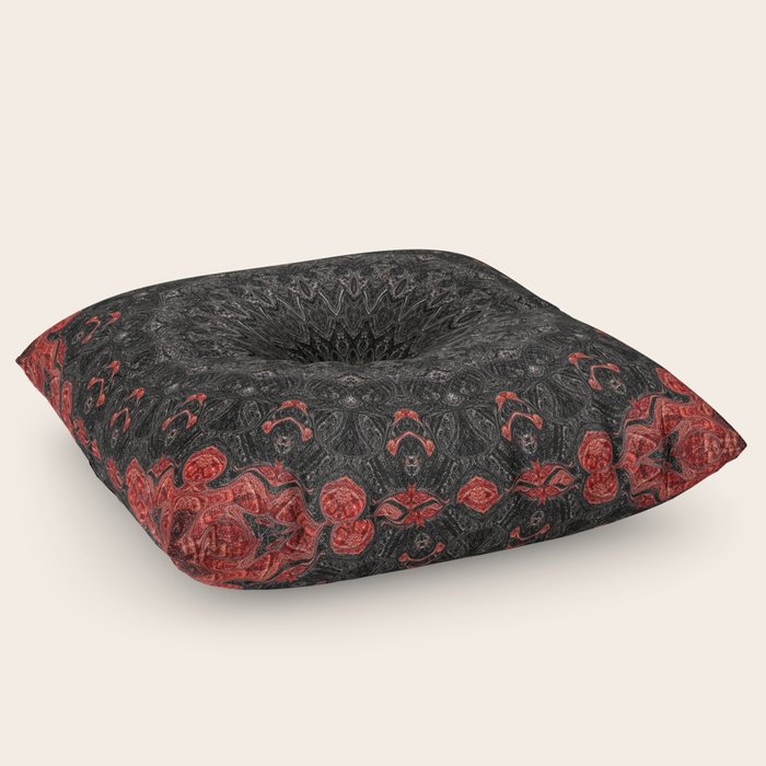Red And Black Bohemian Mandala Design Floor Pillow By Artaddiction45 Society6