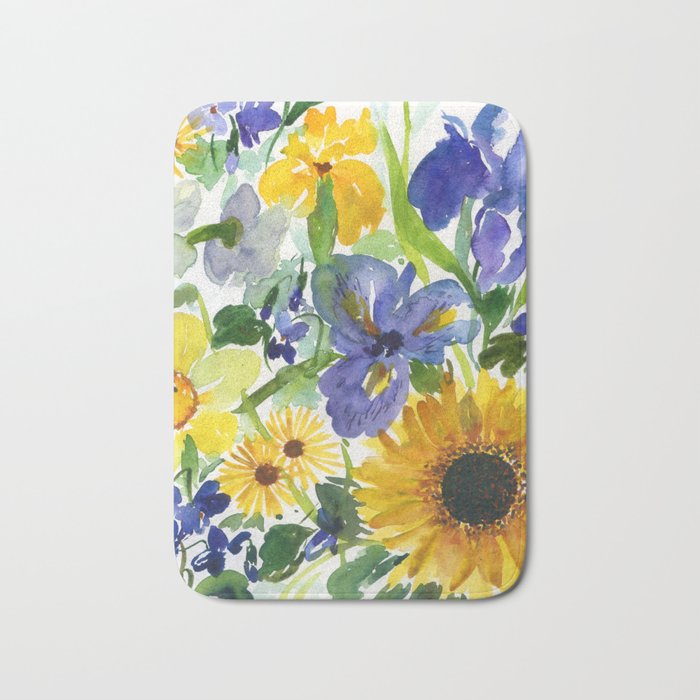 daffodil, iris and sunflower Bath Mat