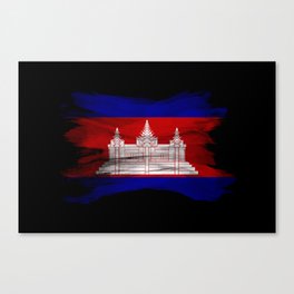 Cambodia flag brush stroke, national flag Canvas Print