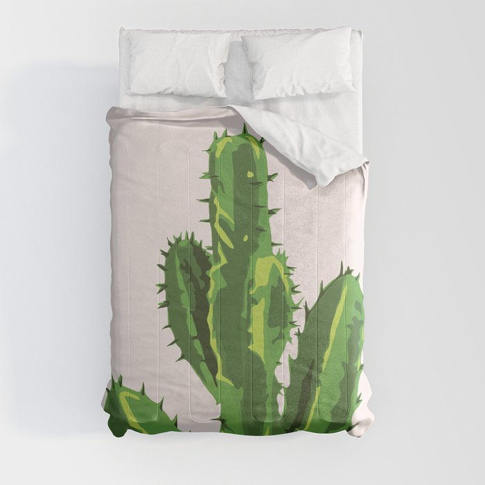 Desert Pride - Cereus Cactus pink and Green Comforter