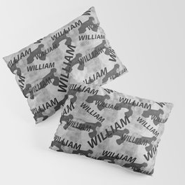  William pattern in gray colors and watercolor texture Pillow Sham