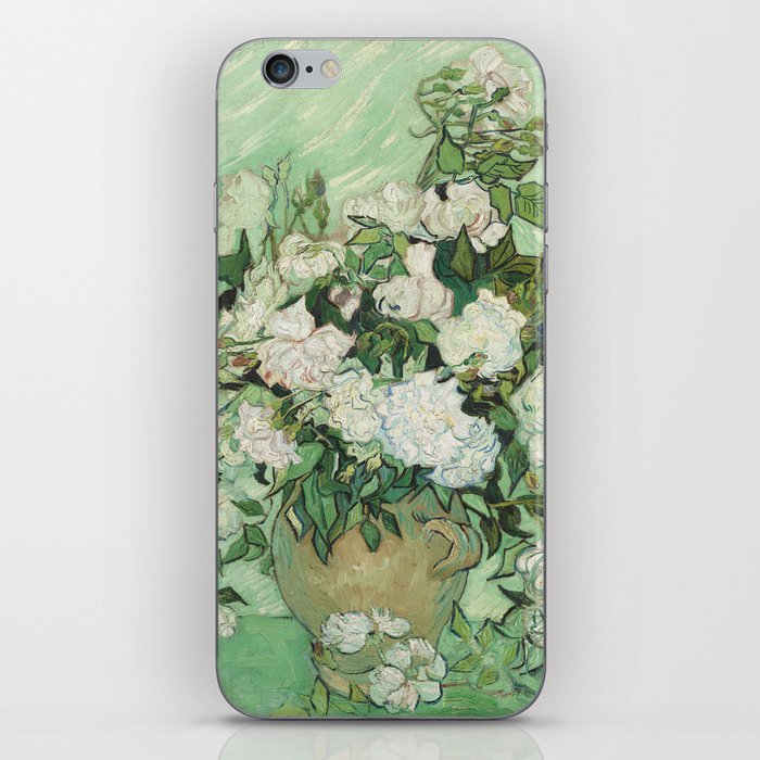 Vase With Pink Roses by Vincent Van Gogh iPhone Skin