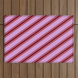 [ Thumbnail: Plum & Maroon Colored Lines/Stripes Pattern Outdoor Rug ]