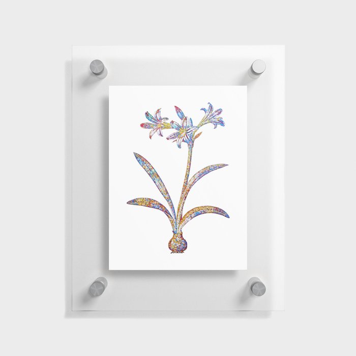 Floral Amaryllis Mosaic on White Floating Acrylic Print