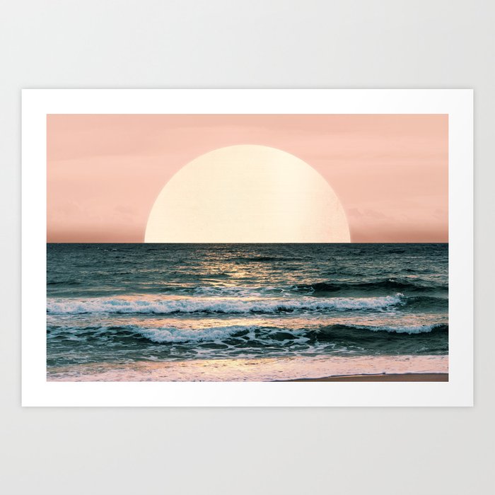 Summer Sunset Kunstdrucke | Fotografie, Ozean, Koralle, Pink, Blau, Türkis, Wellen, Wave, Tropisch, Island