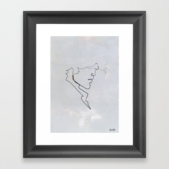 One line Blueberry Framed Art Print