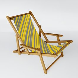[ Thumbnail: Gray & Yellow Colored Lined Pattern Sling Chair ]