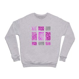 White and Pink Mixed Animal Print Crewneck Sweatshirt