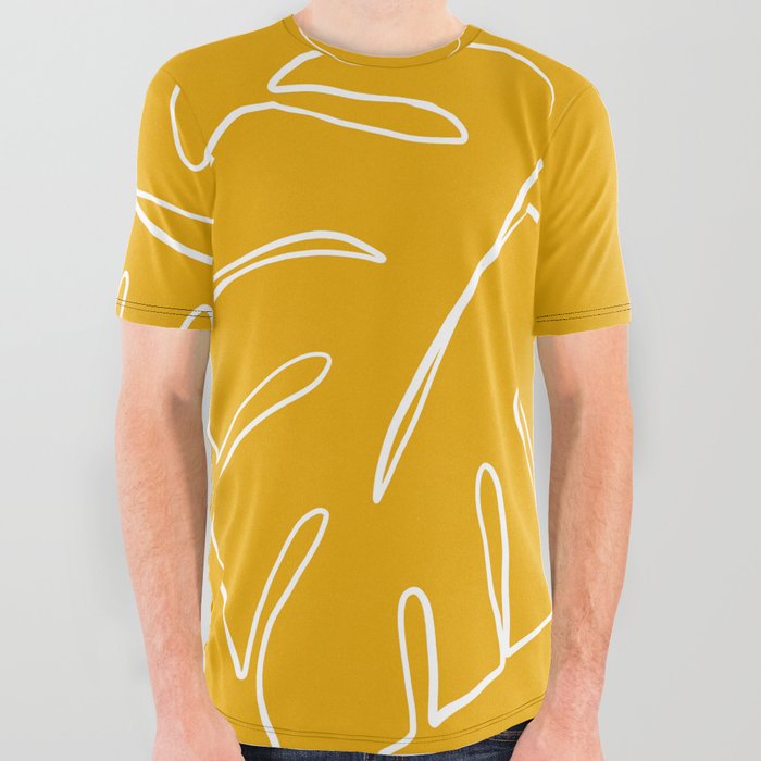 Monstera minimal - yellow All Over Graphic Tee