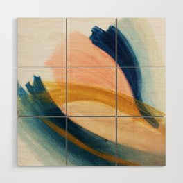 Slow as the Mississippi - Acrylic abstract with pink, blue, and brown Wood Wall Art
