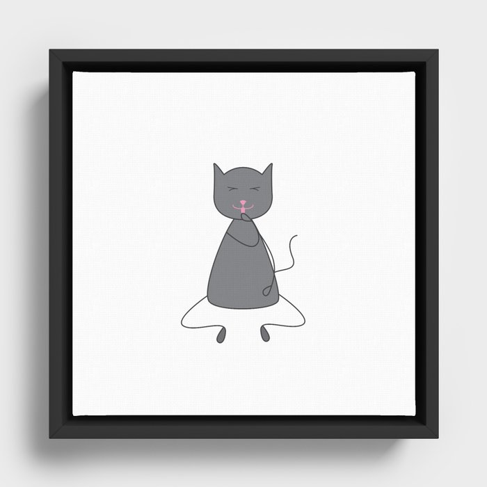 Cute grey colored cat Framed Canvas