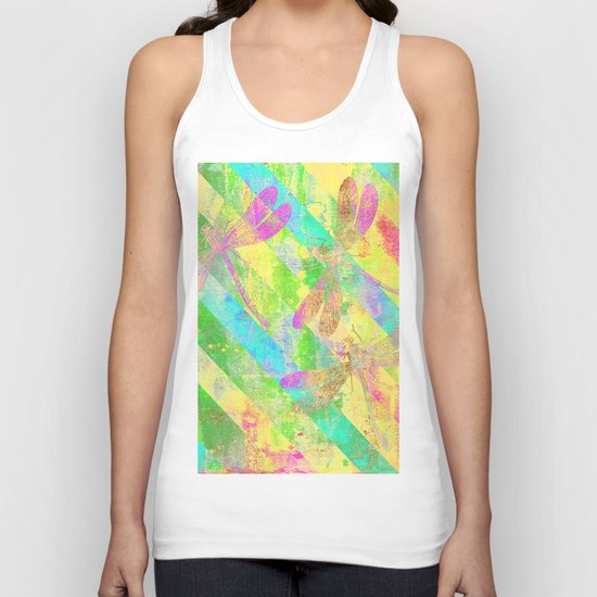 A Dragonflies and Stripes Y Unisex Tank Top