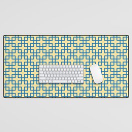 Square Overlay - yellow and blue Desk Mat