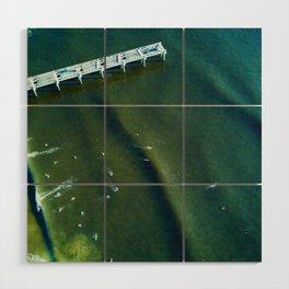 Aerial of Jacksonville Beach Pier Surf Wood Wall Art