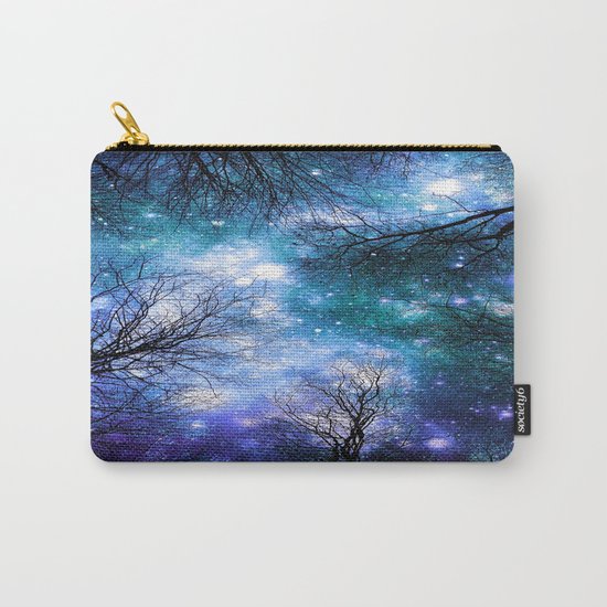Black Trees Teal Violet Space Carry-All Pouch
