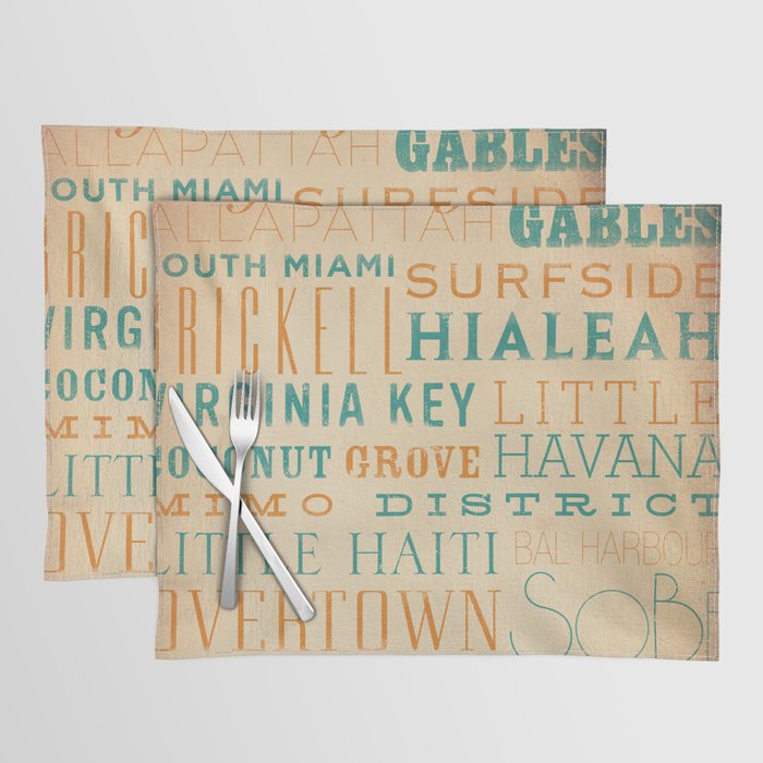 Miami florida colorful typography art artwork  Placemat
