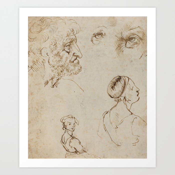 Leonardo Da Vinci Sheet of Studies Art Print