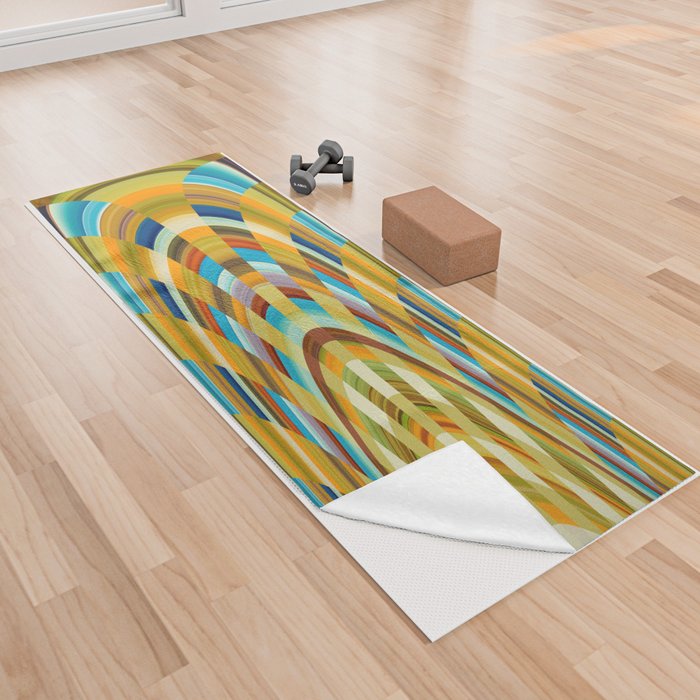 Modern Bended Check Abstract Yoga Towel