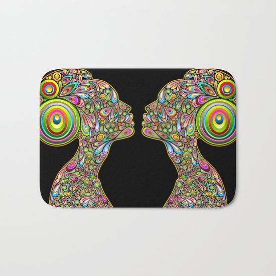 Woman Psychedelic Art Design Portrait Bath Mat