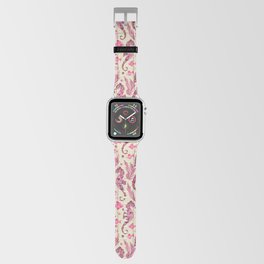 Watercolor Seahorse Pattern - Pink and Cream Apple Watch Band