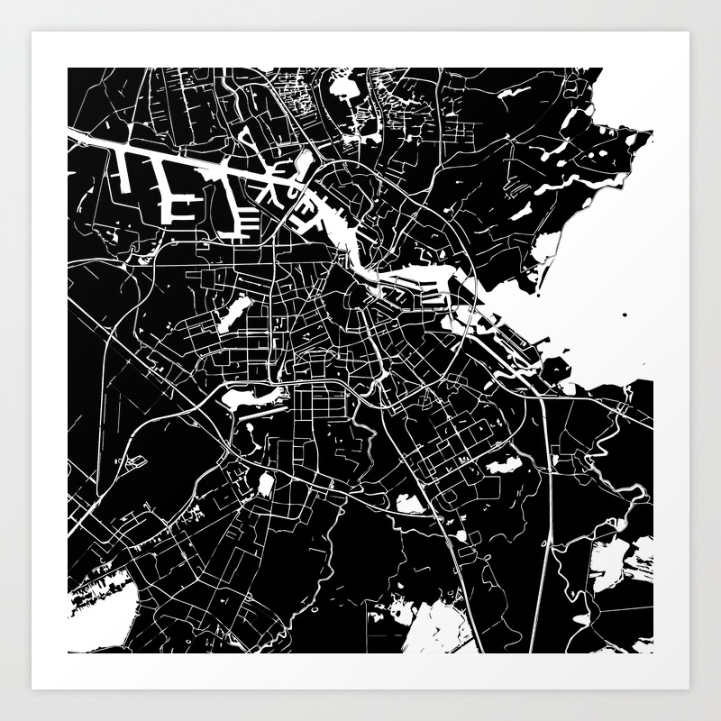 Amsterdam Black On White Street Map Art Print By Mapmaker Society6