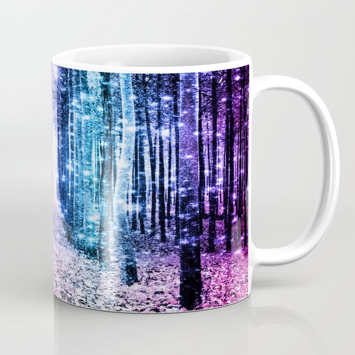 Magical Forest : Aqua Periwinkle Purple Pink Ombre Sparkle Coffee Mug