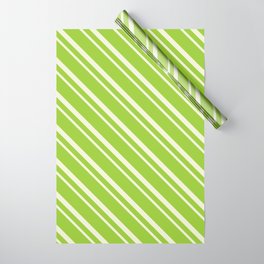 [ Thumbnail: Green and Beige Colored Lines Pattern Wrapping Paper ]