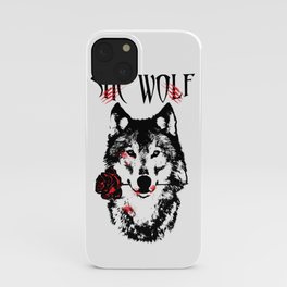 Wolf blood stained, holding a red rose. iPhone Case