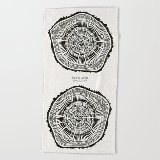 Paper Birch – Black Tree Rings Beach Towel