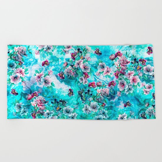 Floral Ocean II Beach Towel