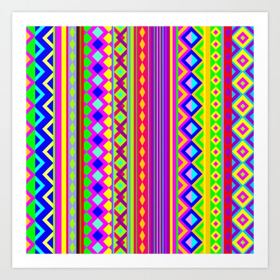 Aztec Psychedelic Chevron Pattern Art Print