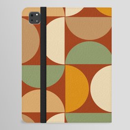Mid century geometric pattern on burnt orange background 4 iPad Folio Case