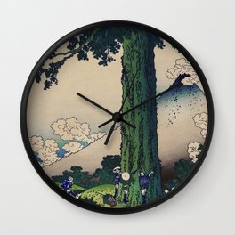 Japanese fine art, with Mount Fuji in the background. Wall Clock | Ink, River, Japanesefineart, Japanesetradition, Oldart, Antiqueart, Painter, Expressionism, Japanese, Katsushikahokusai 