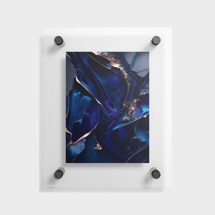 Navy Blue & Gray Wall Art: Abstract Marble Canvas for Modern Spaces Floating Acrylic Print