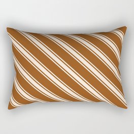 [ Thumbnail: Brown & Beige Colored Stripes Pattern Rectangular Pillow ]