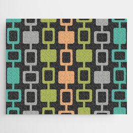 Mid Century Modern Square Columns Charcoal Orange Chartreuse Turquoise Jigsaw Puzzle