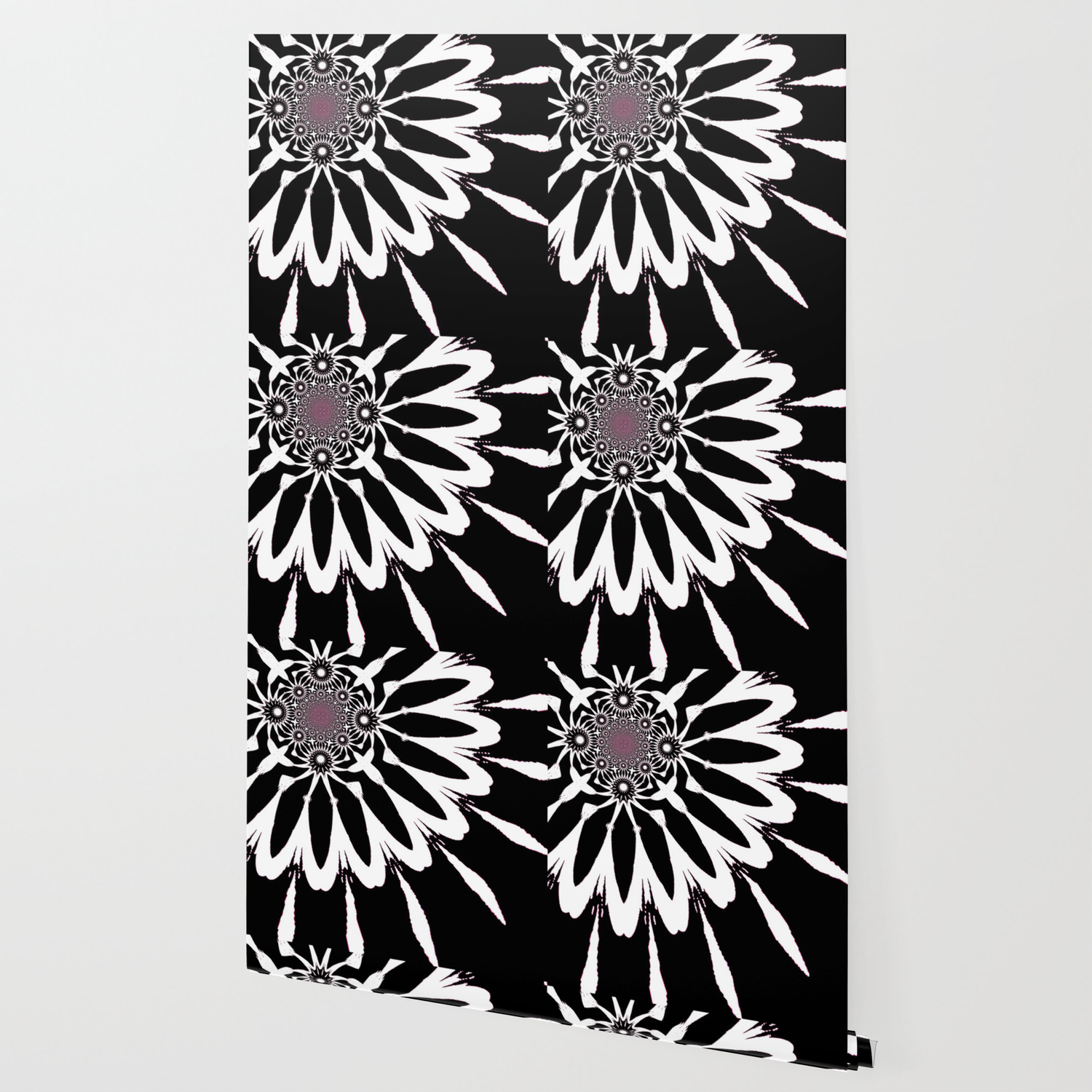The Modern Flower Black White Pink Wallpaper By Vintageby2sweet