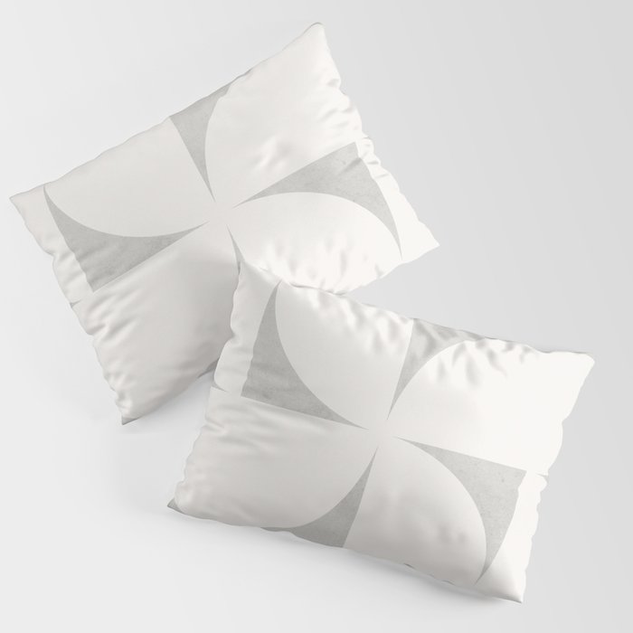 Scandinavian Contemporary Geometry - Square and Half Circles - Light Grey Pillow Sham