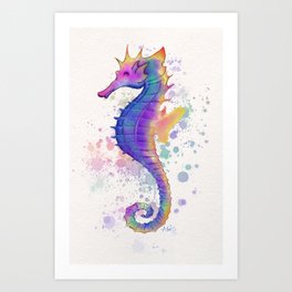Seahorse in Technicolor Art Print | Seaanimal, Pastel, Animal, Seahorse, Digital, Rainbow, Beach, Seaart, Gradient, Sealife 