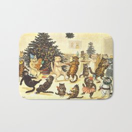 'Christmas Party Cats' by Louis Wain Vintage Cat Art Bath Mat