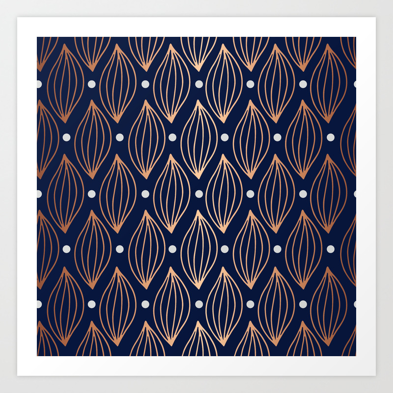 Copper Wave Navy Blue Art Print By Janhvi Society6 Lion's mane by sapa via flickr: copper wave navy blue art print by janhvi