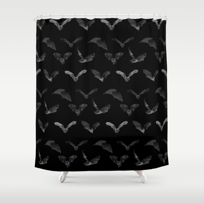 A Whole Bunch of B&W Bats (Black) Shower Curtain