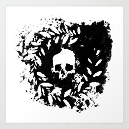 Stamp of Life Art Print | Bone, Skelly, Black, Skeleton, Drawing, Leaves, Dark, Scary, Ink Pen, Punk 