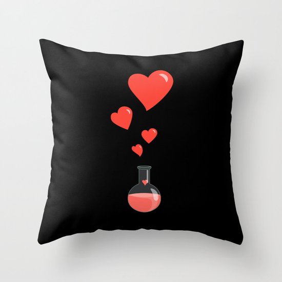 Love Chemistry Flask of Hearts Throw Pillow
