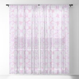 Pink and white grid watercolor Sheer Curtain