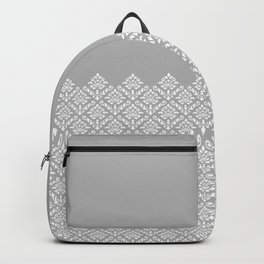 Damask Baroque Part Pattern White on Grey Backpack